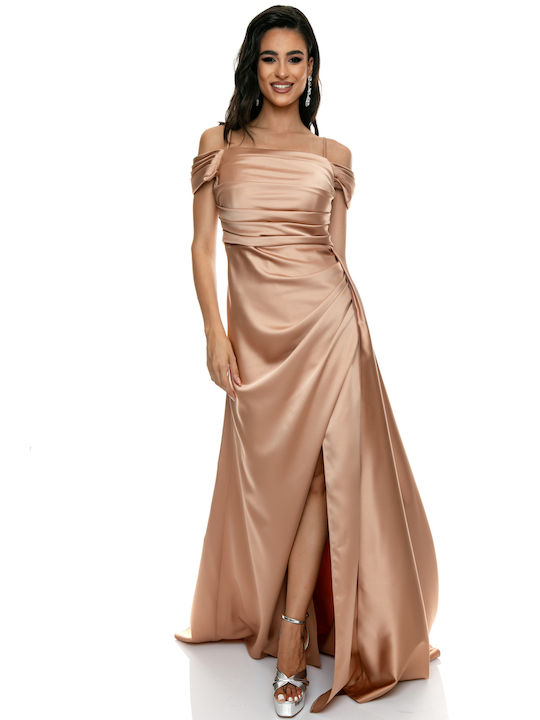 RichgirlBoudoir Sommer Maxi Kleid für Hochzeit / Taufe Satin Gold