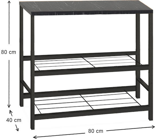 Rectangular Side Table Mulligan Wooden Black L80xW40xH80cm