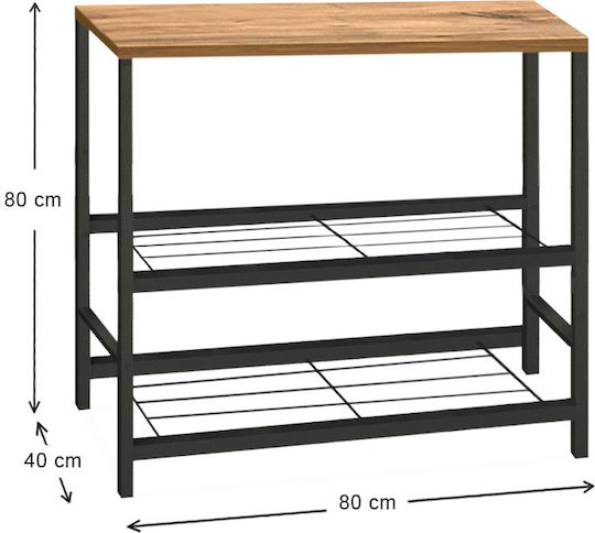 Rectangular Side Table Mulligan Wooden Brown L80xW40xH80cm