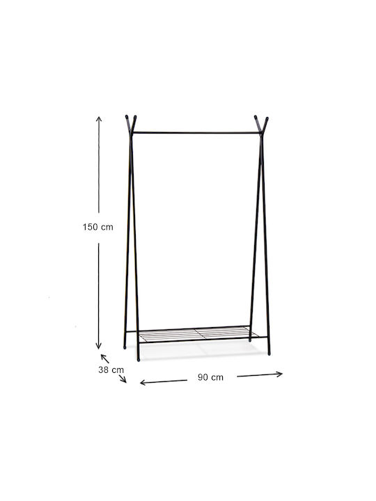 Megapap Floor Garment Rack made of Metal Black 90x38x150cm