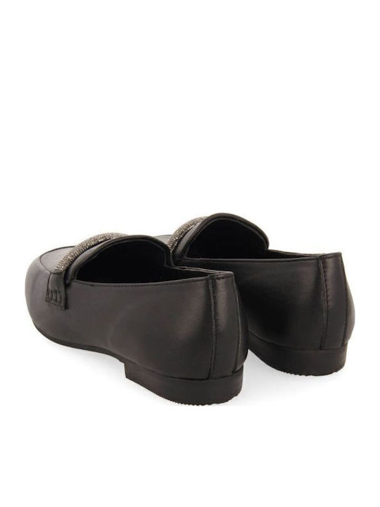 Leather Women's Moccasins in Black Color