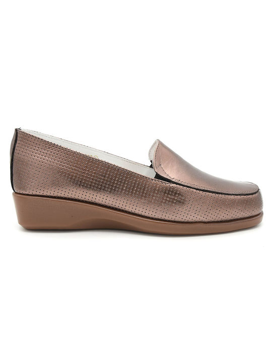 Aero by Kasta Δερμάτινα Γυναικεία Loafers σε Χρυσό Χρώμα