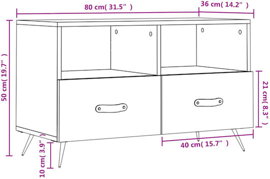 Έπιπλο Τηλεόρασης Μαύρο Μ80xΠ36xΥ50cm