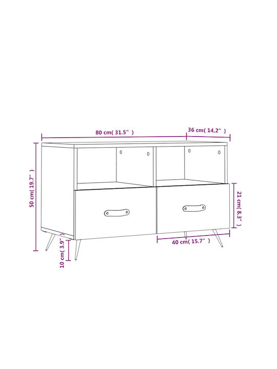 vidaXL TV Stand Gray M80xD36xH50cm