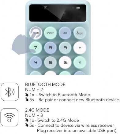 Alcatroz Jellybean Num A3 Ασύρματο Bluetooth Αριθμητικό Πληκτρολόγιο Aqua