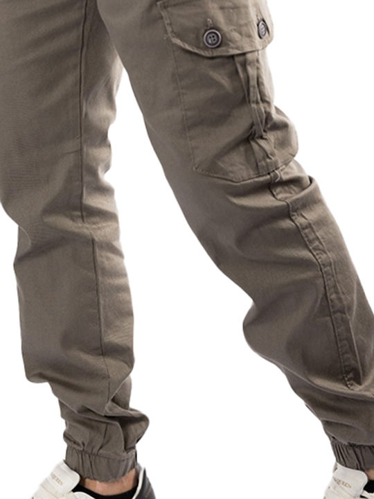 MEN'S CARGO PANTS WITH ELASTIC WAISTBAND 1572 GREY