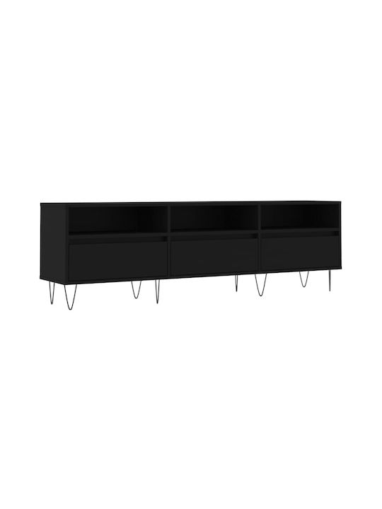 TV Stand Wooden Black L150xW30xH44.5cm