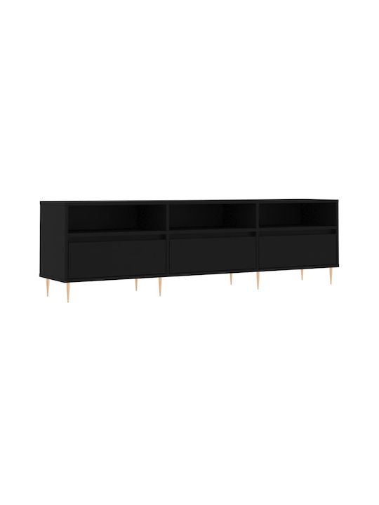 TV Stand Wooden Black L150xW30xH44.5cm