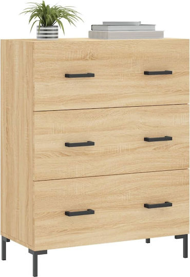 Wooden Chest of Drawers with 3 Drawers 69.5x34x90cm