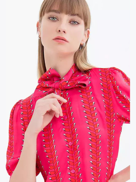 Mâneca scurta Femei Cămașă Fuchsia Imprimeu