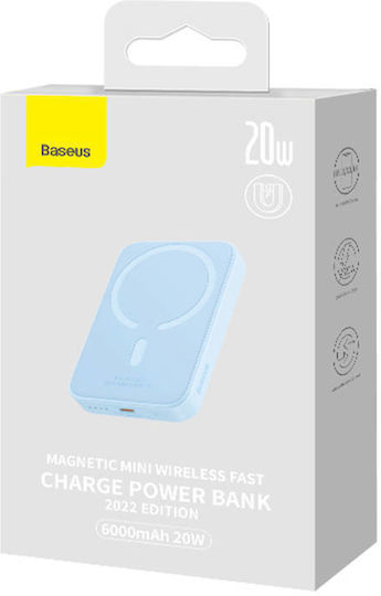 Baseus Mini Power Bank 6000mAh 20W с USB-C порт Power Delivery Светлосин