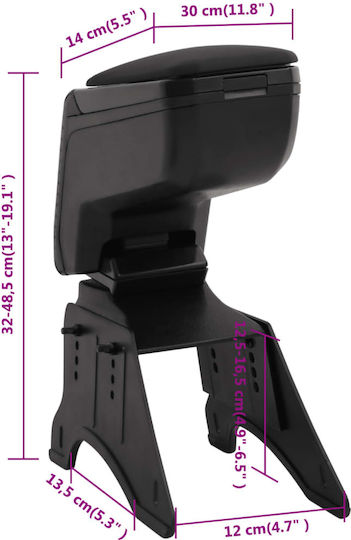 vidaXL Car Leather Armrest Universal Black