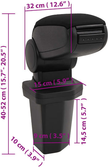 vidaXL Car Armrest for Hyundai i20 Black