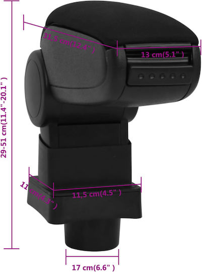 vidaXL Car Armrest for Citroen C4 Black