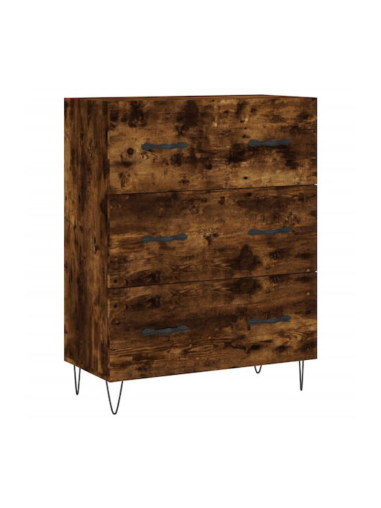 Wooden Chest of Drawers with 3 Drawers 69.5x34x90cm