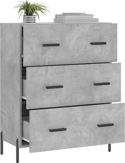 Συρταριέρα Κρεβατοκάμαρας mit 3 Schubladen Gray 69.5x34x90cm
