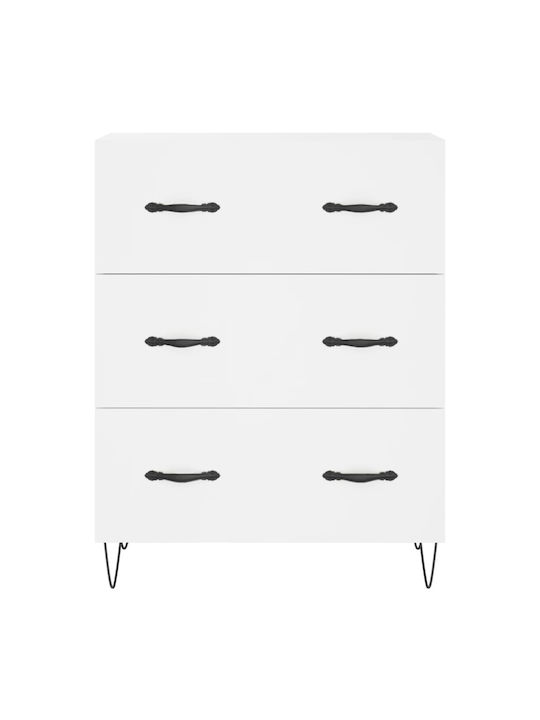 Συρταριέρα Κρεβατοκάμαρας mit 3 Schubladen Weiß 69.5x34x90cm