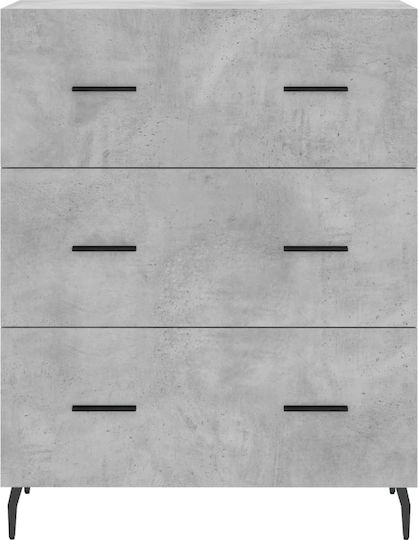 Comoda pentru Dormitor cu 3 sertare Gri 69.5x34x90buc