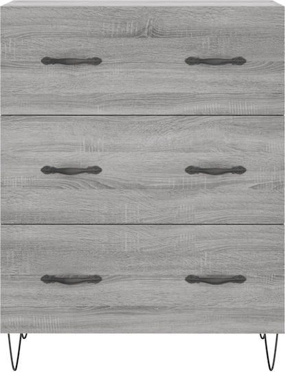 Wooden Chest of Drawers with 3 Drawers Gray 69.5x34x90cm