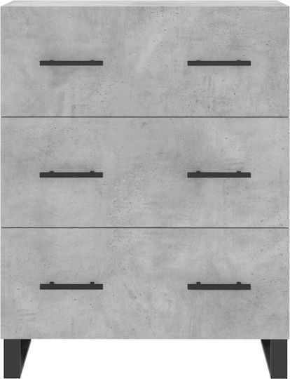 Wooden Chest of Drawers with 3 Drawers Gray 69.5x34x90cm