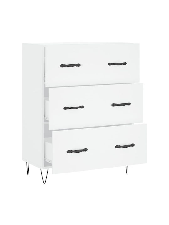 Συρταριέρα Κρεβατοκάμαρας mit 3 Schubladen Weiß 69.5x34x90cm