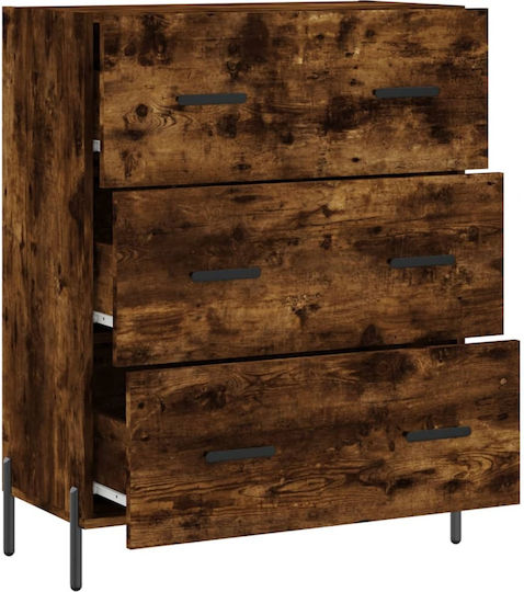 Wooden Chest of Drawers with 3 Drawers 69.5x34x90cm