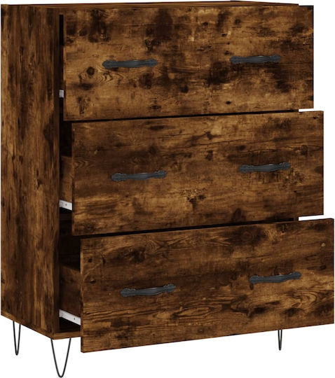 Wooden Chest of Drawers with 3 Drawers 69.5x34x90cm