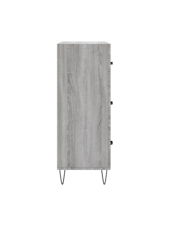 Wooden Chest of Drawers with 3 Drawers Gray 69.5x34x90cm