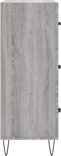 Wooden Chest of Drawers with 3 Drawers Gray 69.5x34x90cm