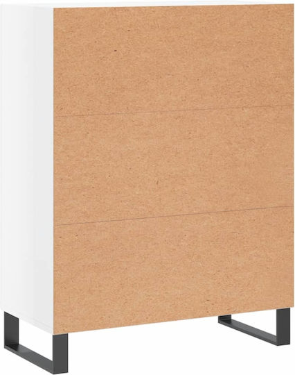 Wooden Chest of Drawers with 3 Drawers White 69.5x34x90cm