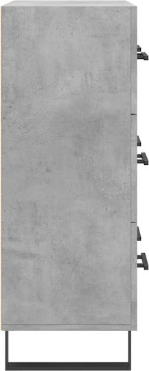 Wooden Chest of Drawers with 3 Drawers Gray 69.5x34x90cm