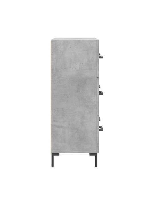 Wooden Chest of Drawers with 3 Drawers Gray 69.5x34x90cm
