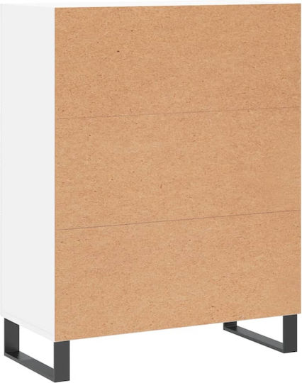 Wooden Chest of Drawers with 3 Drawers White 69.5x34x90cm