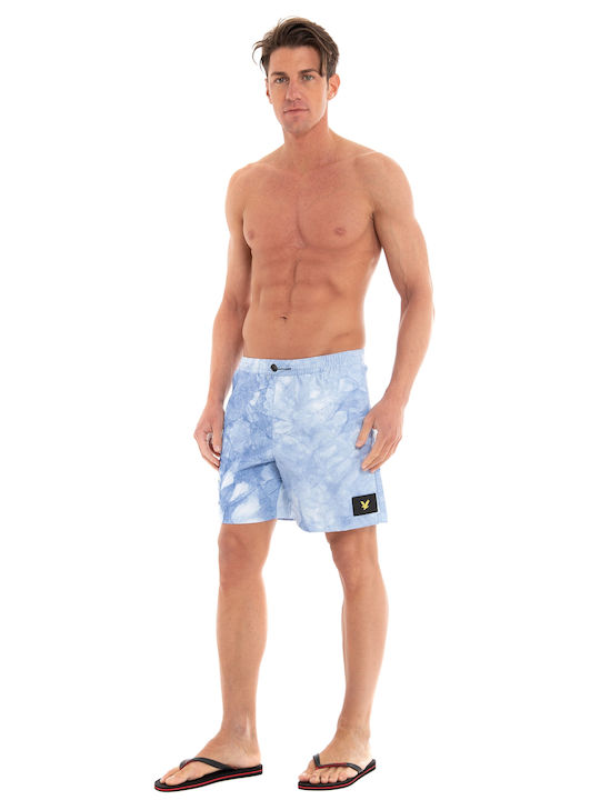 Lyle and Scott Men's Swimwear Shorts Light Blue with Patterns