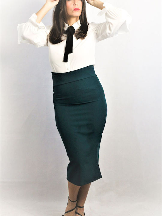 Coocu Pencil High Waist Midi Skirt in Green color