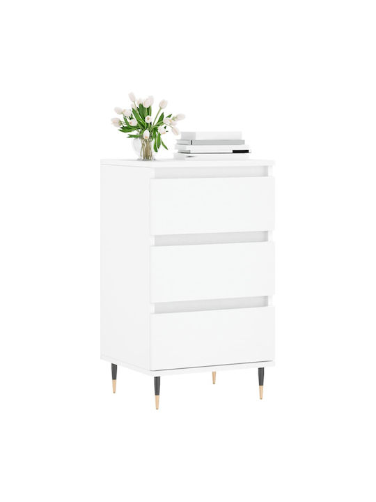 Wooden Chest of Drawers with 3 Drawers White 40x35x70cm
