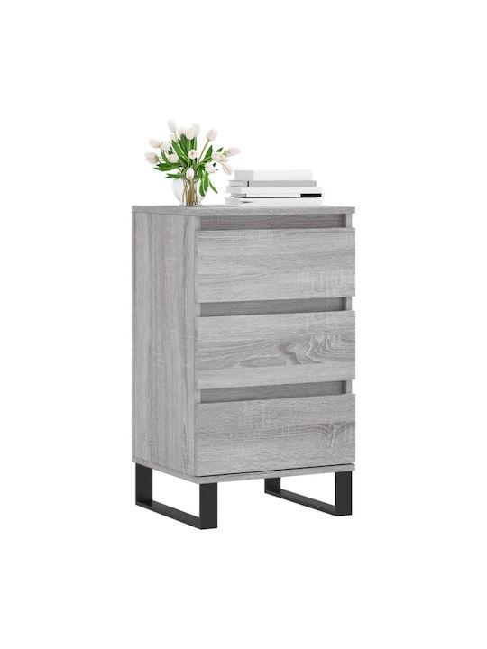 Wooden Chest of Drawers with 3 Drawers Gray 40x35x70cm