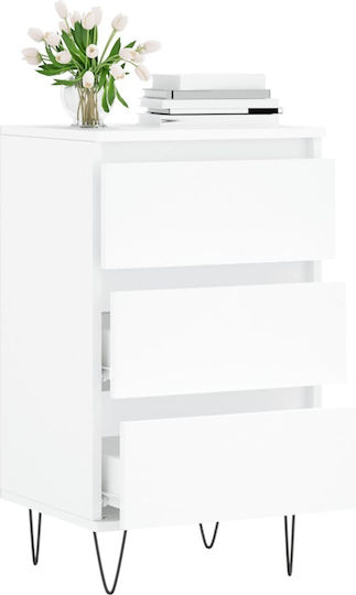 Wooden Chest of Drawers with 3 Drawers White 40x35x70cm