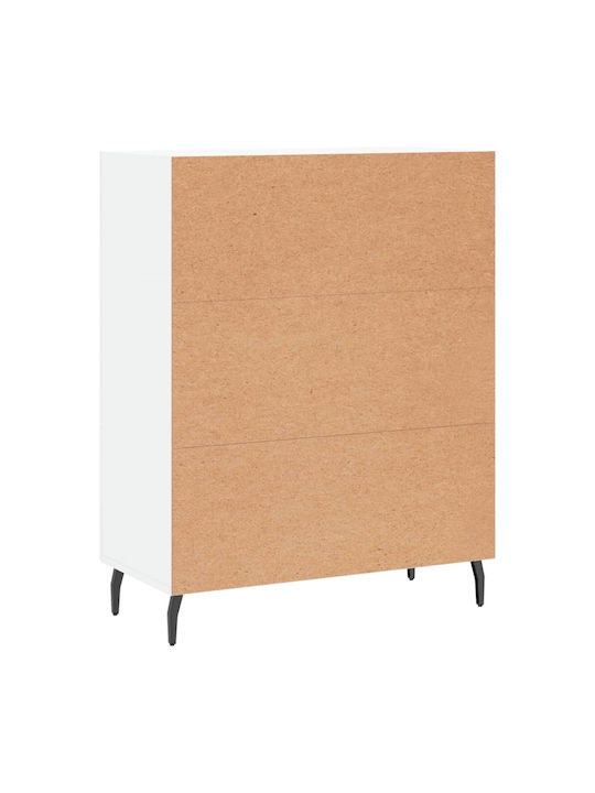 Wooden Chest of Drawers with 3 Drawers White 69.5x34x90cm