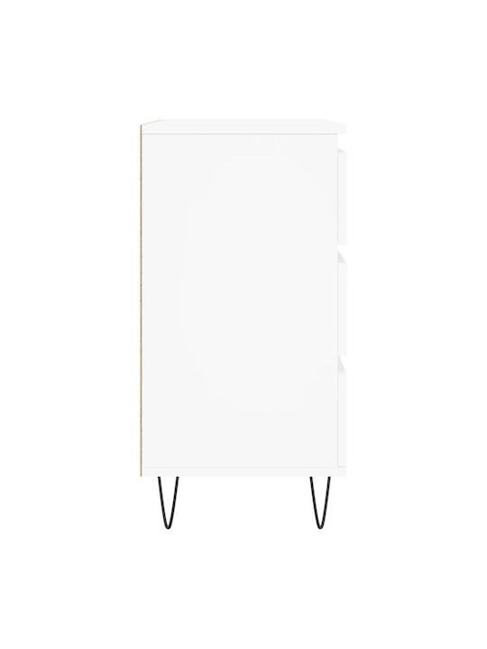 Wooden Chest of Drawers with 3 Drawers White 60x35x70cm