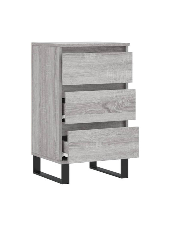 Wooden Chest of Drawers with 3 Drawers Gray 40x35x70cm