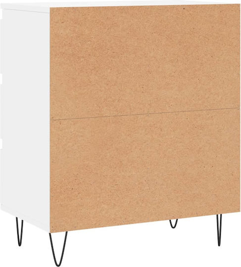 Wooden Chest of Drawers with 3 Drawers White 60x35x70cm