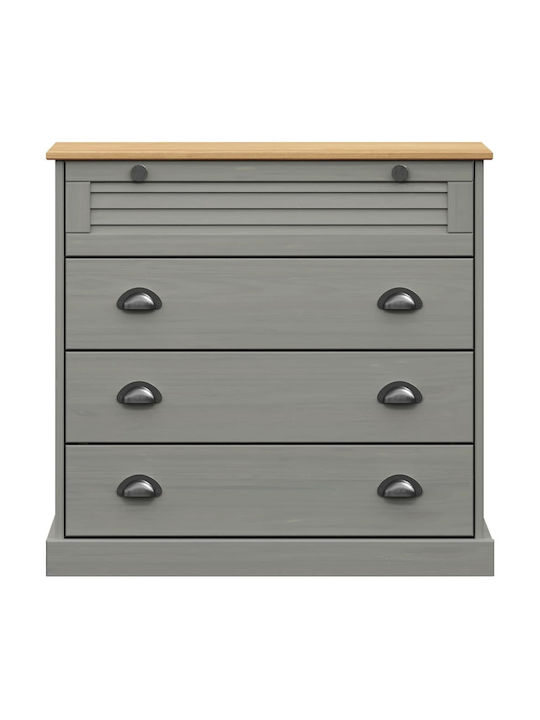 Wooden Chest of Drawers with 4 Drawers Gray 80x40x76cm