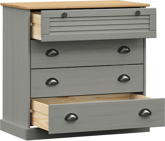 Wooden Chest of Drawers with 4 Drawers Gray 80x40x76cm