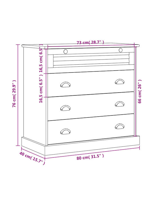 Comoda pentru Dormitor cu 4 sertare 80x40x76buc