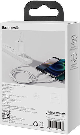 Baseus Superior Regular USB to Lightning / Type-C / micro USB Cable 3.5A Λευκό 0.5m P10320105221-01