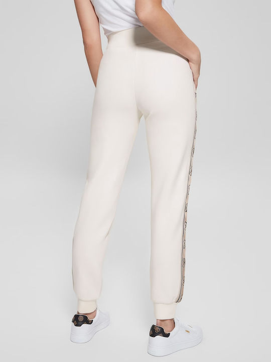 Guess Pantaloni de trening pentru femei cu cauciuc Alb