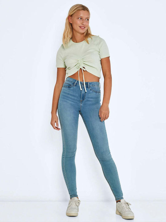 Damen Sommer Crop Top Baumwolle Kurzarm Grün