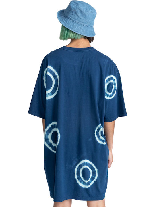 Women's Tunic Dress Short Sleeve Blue