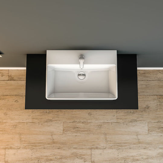 Serel Tetra Надеждна мивка Порцелан 60x35x14см Бял